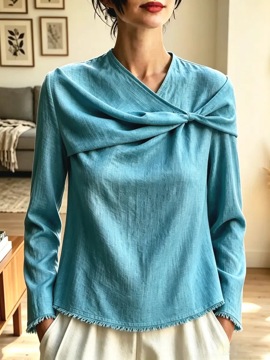 Retro Loose Twisted Art Casual Stylish Long Sleeve Cotton Linen Shirt