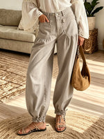 Women's High-Rise Tie-Ankle Jogger Pants