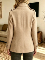 Retro Chic Stand Collar Art Button Cozy Casual Stylish Long Sleeve Coat