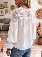 Vintage Elegant Patchwork Openwork Shirt