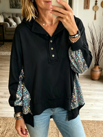 Women's Sequin Accent Button-Up Hoodie