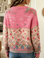 Women's Floral Print Button-Front Knit Cardigan