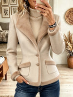 Women's Faux Fur Trim Tailored Woolen Blazer