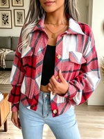 Retro Plaid Pattern Art Casual Lapel Stylish Long Sleeve Coat