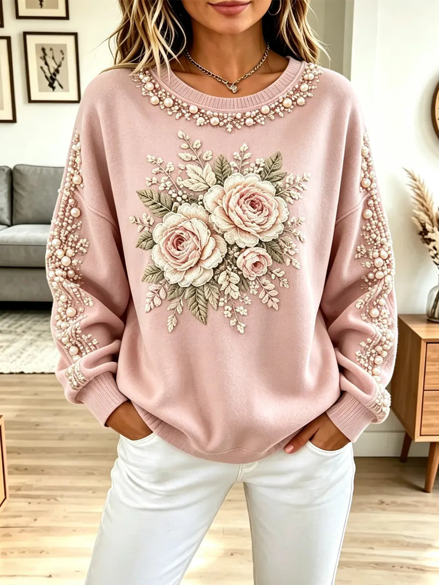 Vintage Floral Pattern Art Casual Stylish Long Sleeve Sweatshirt