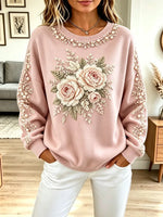 Vintage Floral Pattern Art Casual Stylish Long Sleeve Sweatshirt