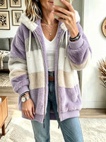 Women's Color-block Warm Hooded Coat