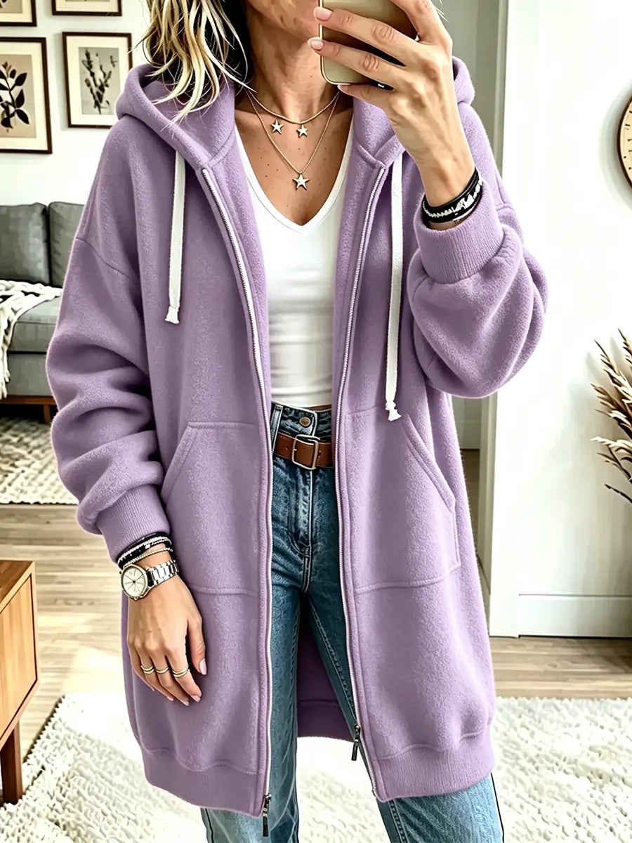Women’s Long Sleeve Casual Loose Hooded Sweatshirt Cardigan
