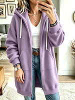Women’s Long Sleeve Casual Loose Hooded Sweatshirt Cardigan