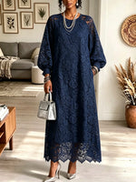 Women's Floral Lace Balloon Sleeve Maxi Dress