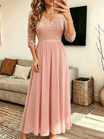 Vintage Elegant Lace Patchwork Chiffon Dress