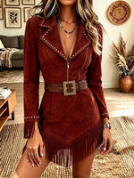Women's Western Fringe Mini Dress (Belt Not Included)