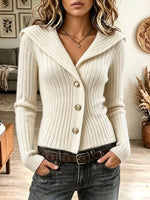 Retro Solid Color Art Casual Stylish Long Sleeve Knitted Cardigan Sweater