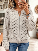 Vintage Elegant Knit Top Warm Openwork Sweater Jacket