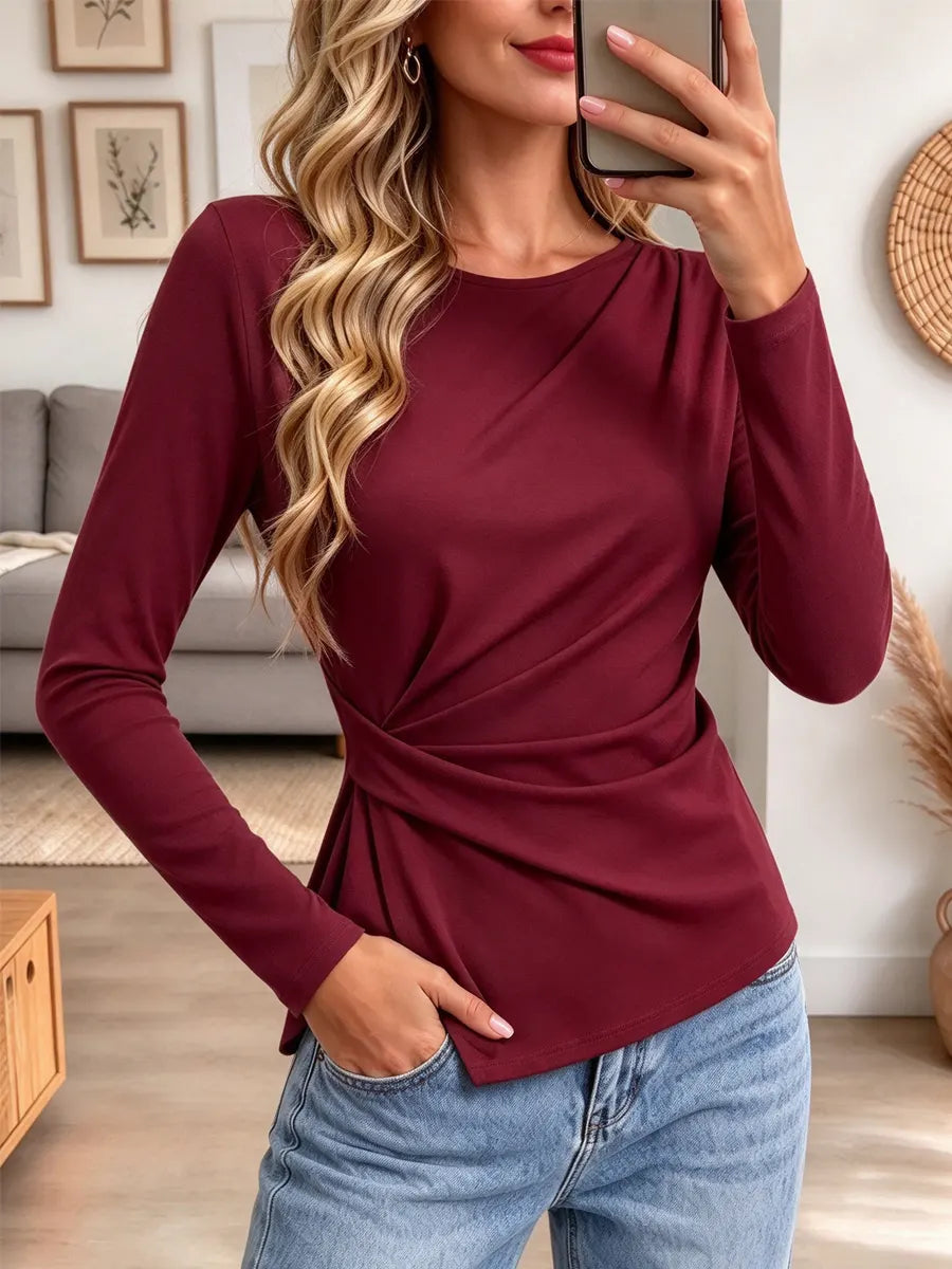 Retro Classic Round Collar Art Casual Stylish Long Sleeve Shirt