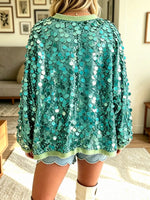 Women's Fashionable Casual Sequin Tie-Up Coat
