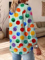 Vintage Elegant Button Long Sleeve Patterned Shirt