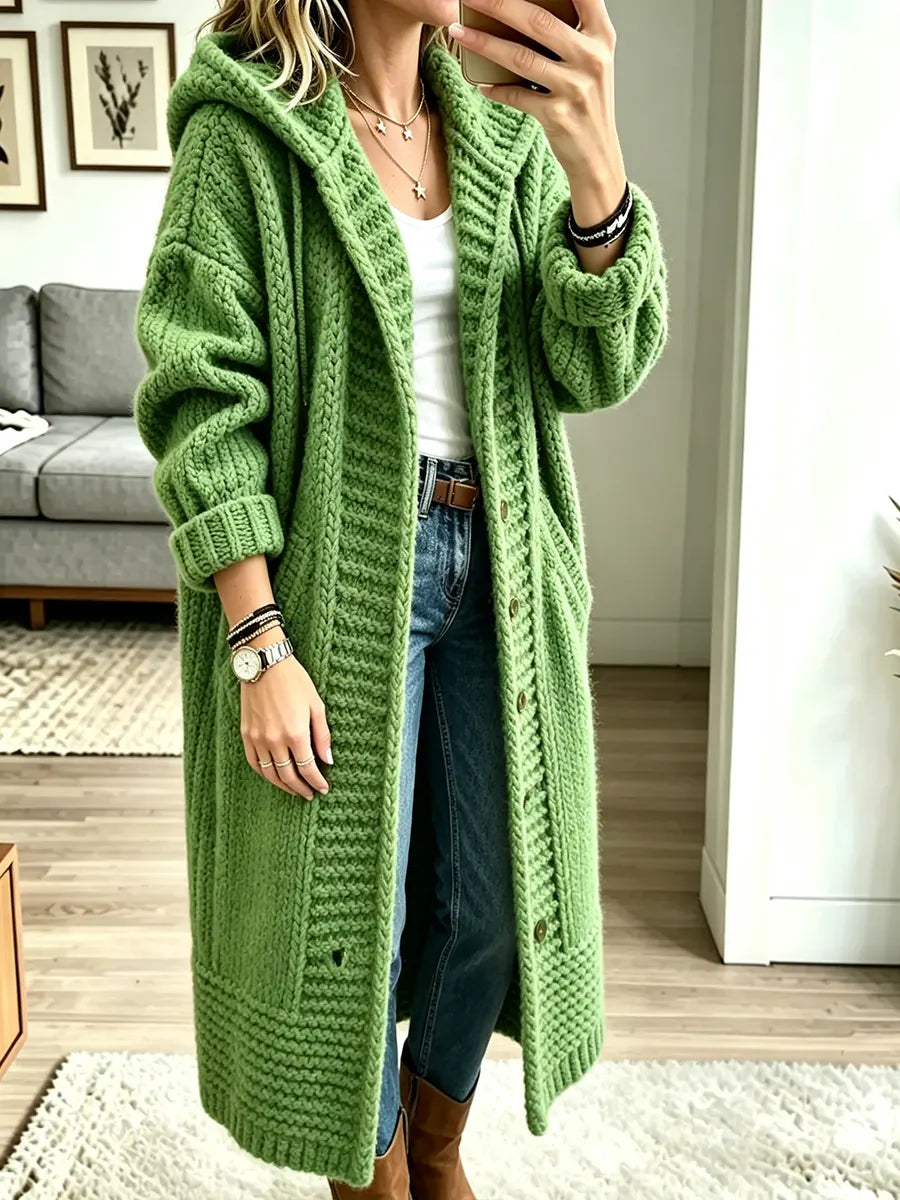Women’s Vintage Hooded Long Knit Cardigan