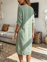 Vintage Elegant Cotton-linen Blend Dress