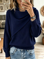 Women's Asymmetrical Draped Cowl Neck Sweater