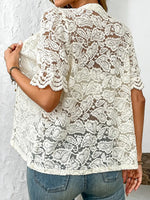 Vintage Elegant Openwork Lace Buttons Shirt