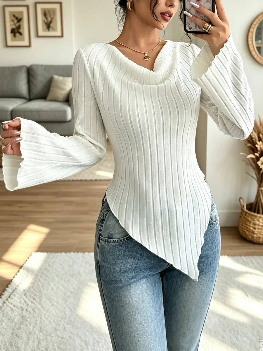 Retro Cowl Neck Art Casual Stylish Long Sleeve Shirt