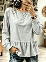 Women's Ruffled Peplum Long Sleeve Top