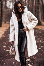 Hooded Long Teddy Coat Oversized Fleece Warm Winter Sherpa Overcoat