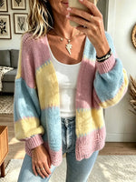 Women's Color-Block Chunky Open-Front Cardigan