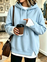 Women's Layered Drawstring Pullover Hoodie