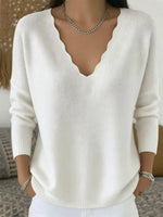 Retro V Collar Knitted Art Casual Stylish Long Sleeve Sweater