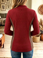 Women's Colorblock Side Panel Half-Zip Ribbed Top