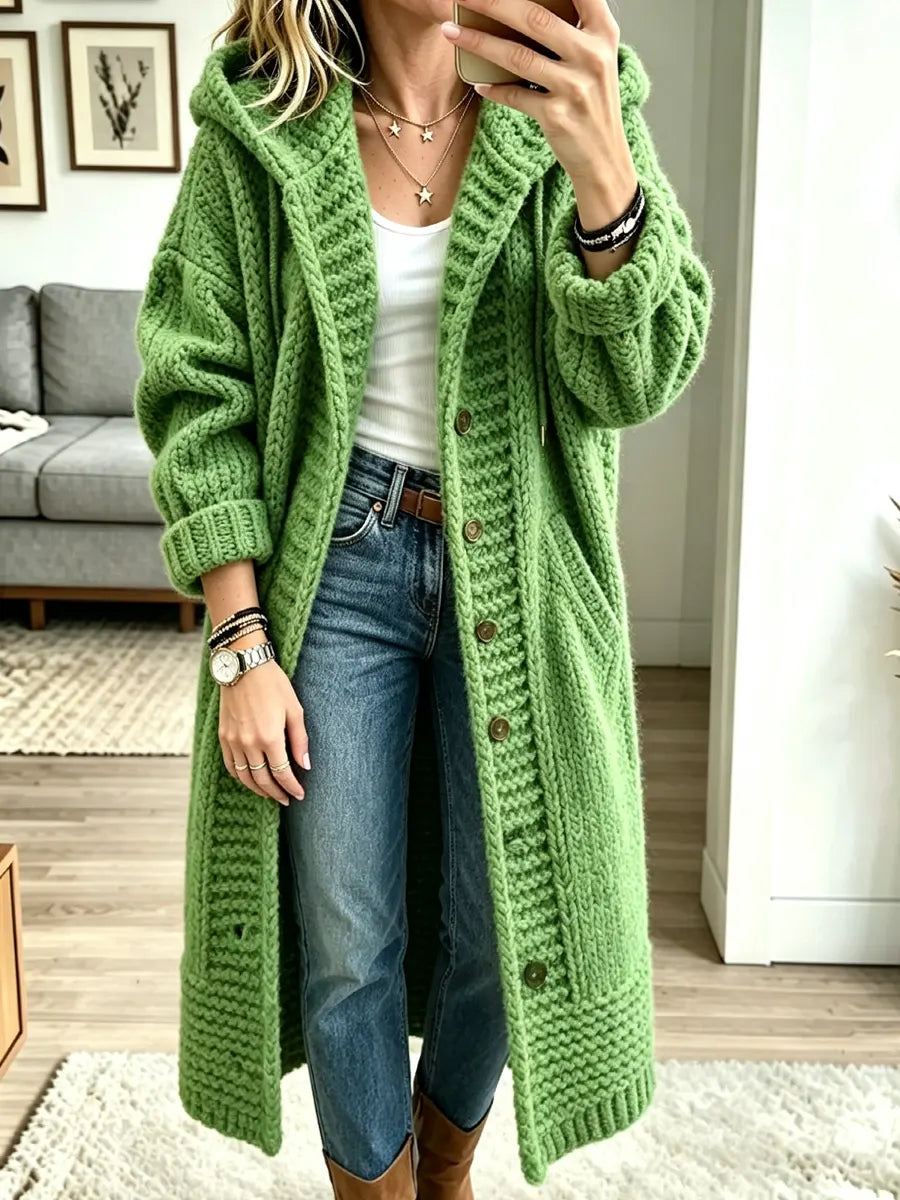 Women’s Vintage Hooded Long Knit Cardigan