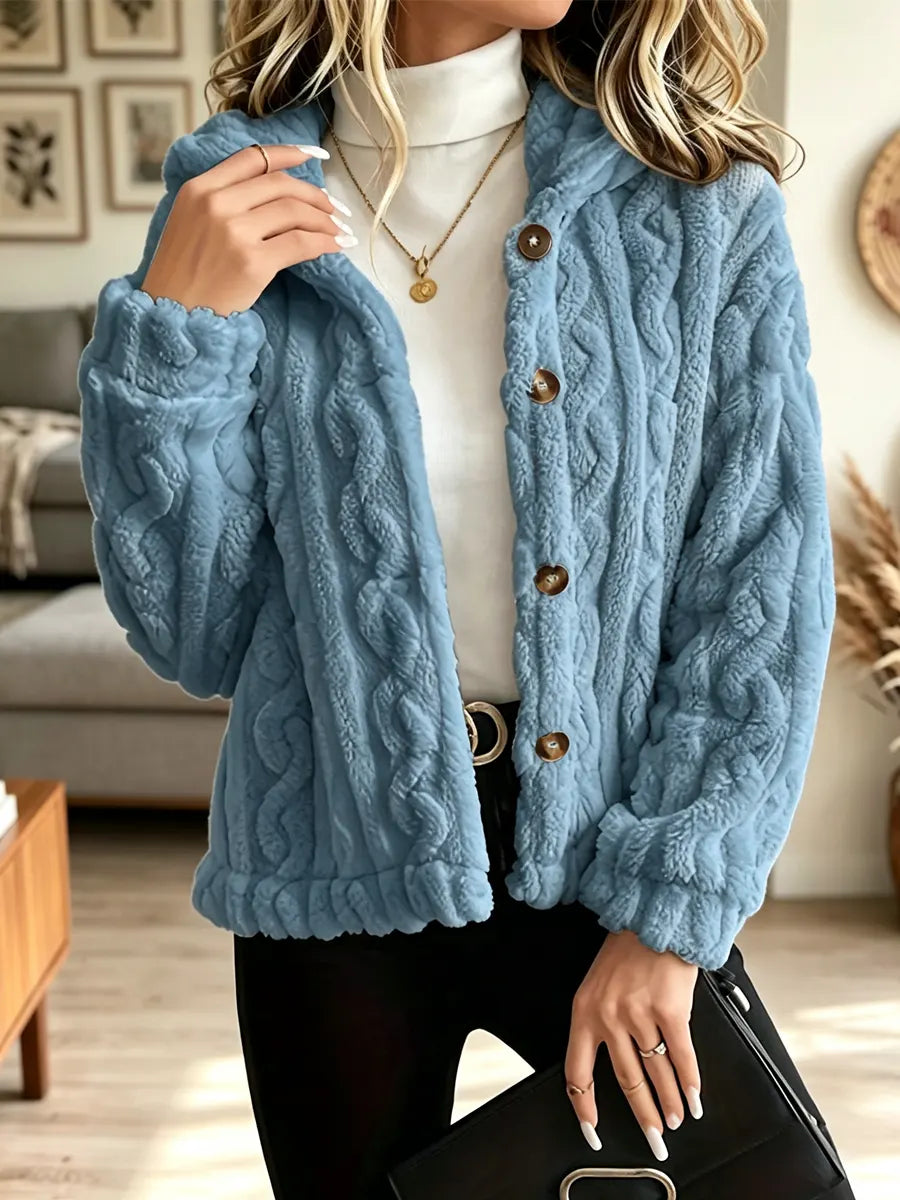Retro Cozy Loose Fuzzy Fleece Art Casual Stylish Long Sleeve Coat