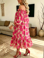 Women's Off-the-Shoulder Floral Printed Midi Dress
