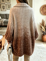 Women's Ombre Sequin Zip-Up Cardigan