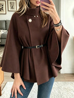Women's Belted Funnel Neck Cape Coat