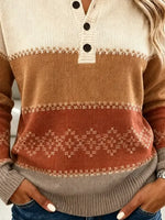 Retro Pattern Art Casual Stylish Long Sleeve Knitted Sweater