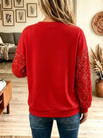 Women's Santa Applique Sequin Sleeve Christmas Sweatshirt