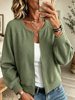 Women's Geometric Textured Zip-Front Bomber Jacket