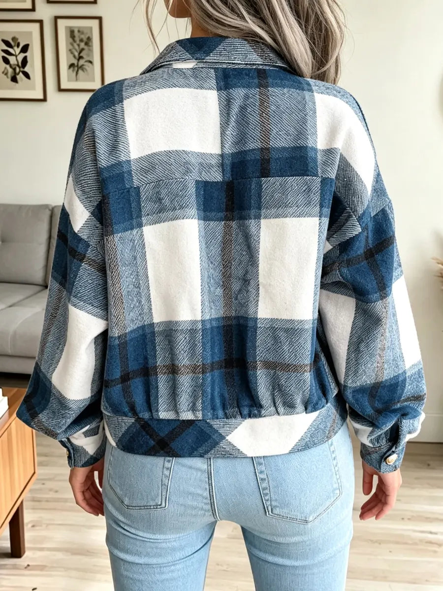 Retro Plaid Pattern Art Casual Lapel Stylish Long Sleeve Coat