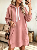 Women's Drawstring Hooded Sweatshirt Dress