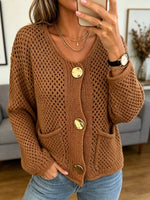 Women's Open-Knit Cardigan Sweater