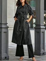 Retro Chic Art Casual Lapel Button Stylish Long Sleeve Denim Long Coat