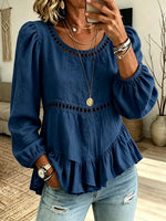 Women's Hollow-out Irregular Hem Long-sleeve Shirt