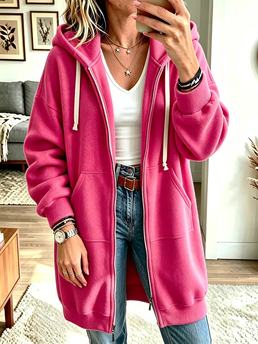 Women’s Long Sleeve Casual Loose Hooded Sweatshirt Cardigan