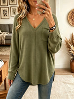 Women's V-Neck High-Low Knit Tunic Top