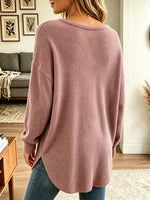Women's V-Neck High-Low Knit Tunic Top