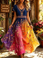 Women's Ombre Floral Vine Print Maxi Dress