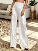 Women's High-Waisted Sequin Wide-Leg Pants